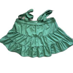 American Eagle Tiered Tank Top Woman M Kelly Green Cotton Flowy Tie Straps